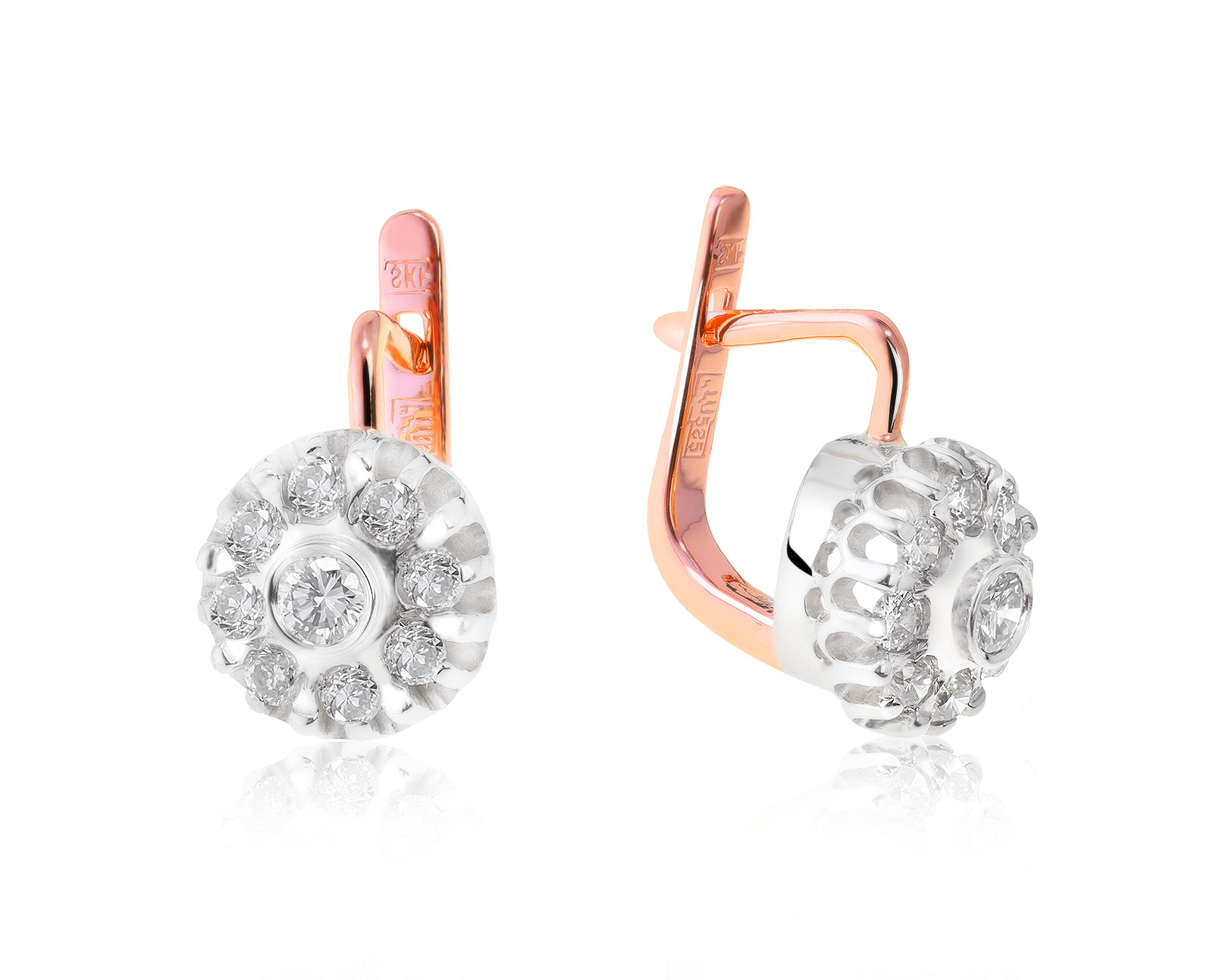 Притягательные золотые серьги с бриллиантами 0.74ct