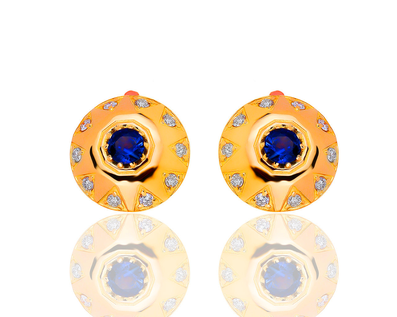 Красивые золотые серьги с сапфирами 1.65ct и бриллиантами 0.55ct 230319/3