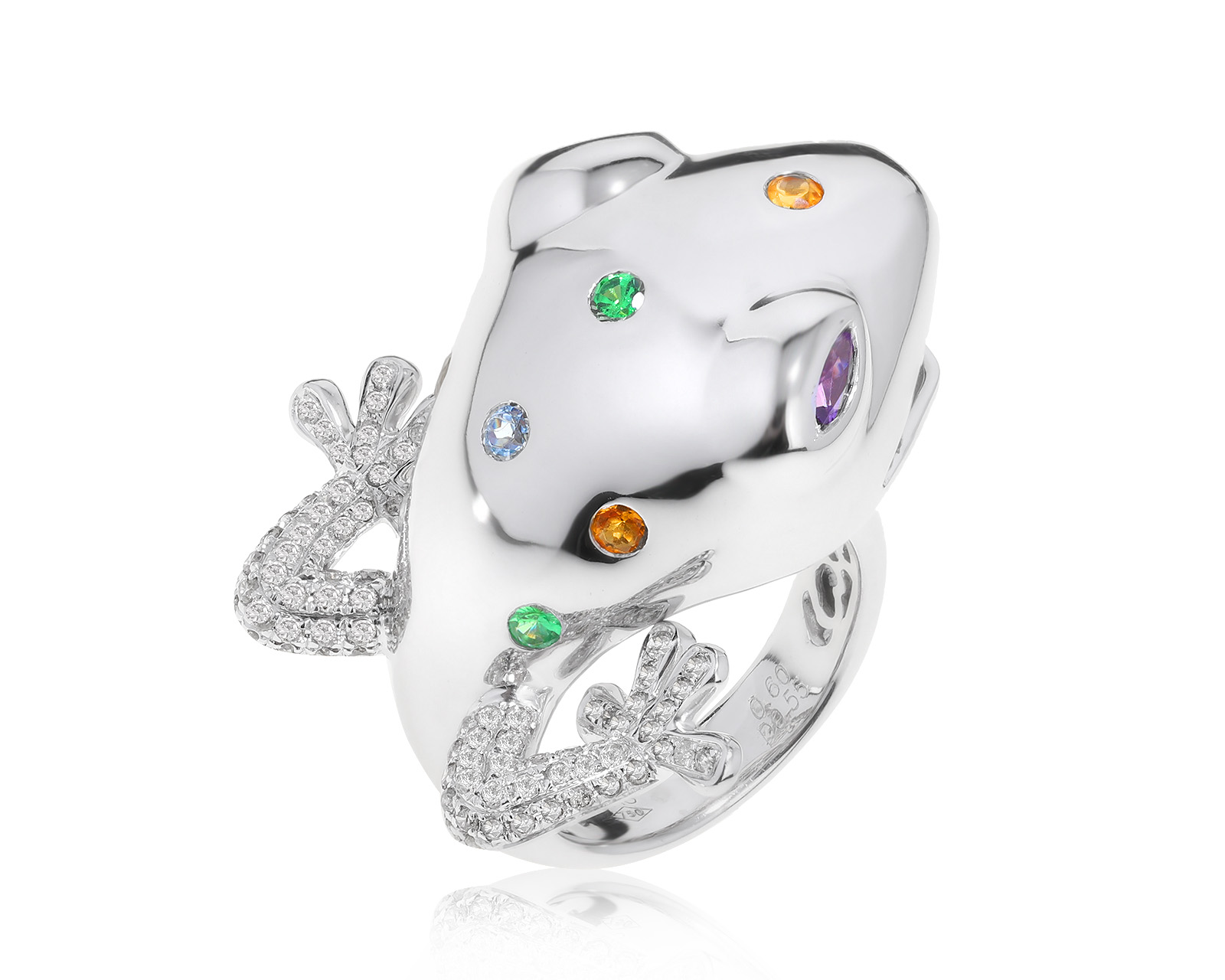 Нарядное золотое кольцо с цветными камнями 0.60ct 300322/12 Нарядное золотое кольцо с цветными камнями 0.60ct 300322/12
