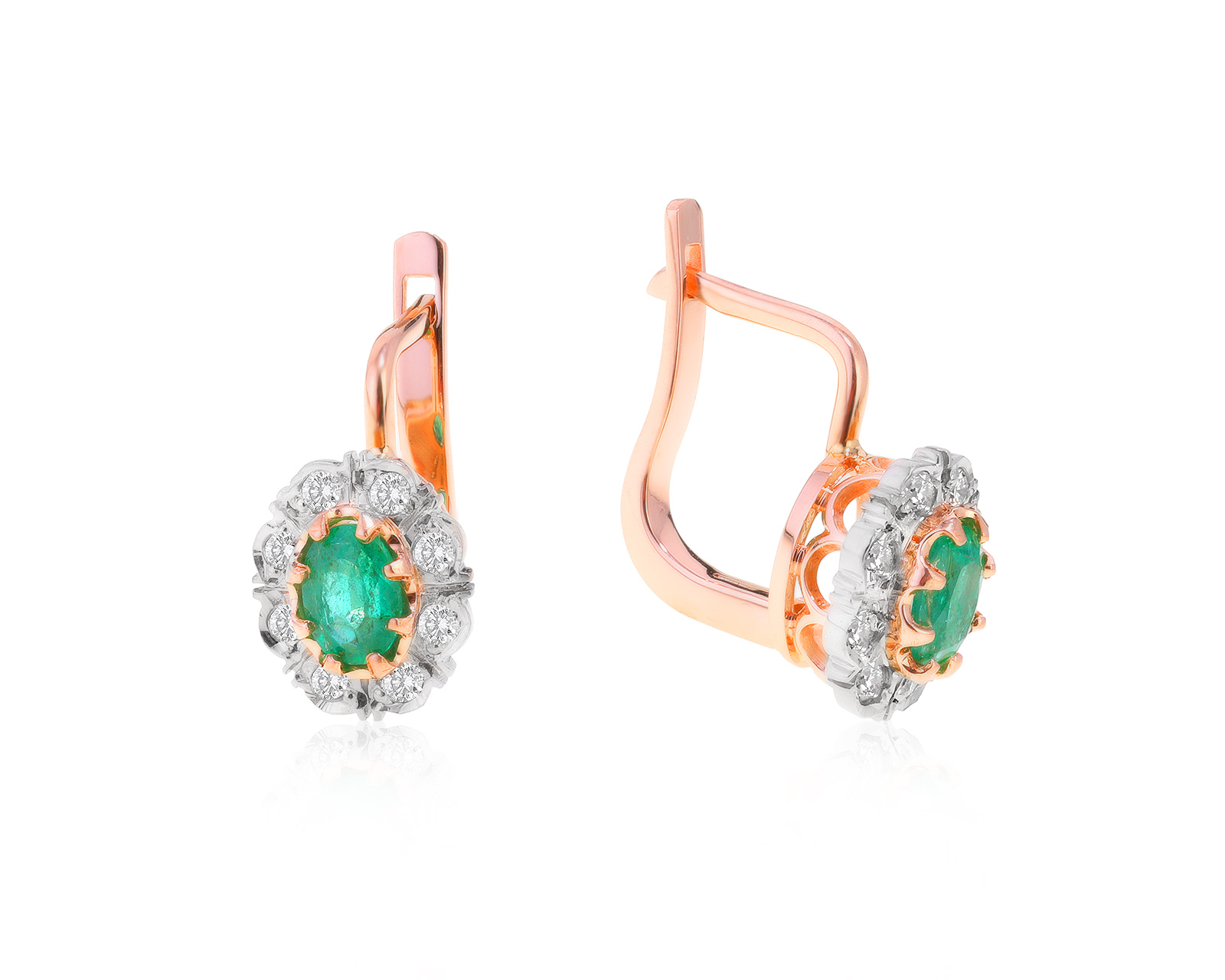 Чарующие золотые серьги с изумрудами 0.88ct 241221/5