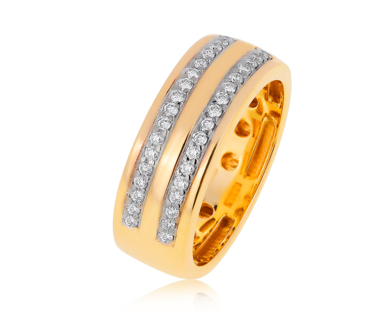 Солидное золотое кольцо с бриллиантами 0.22ct