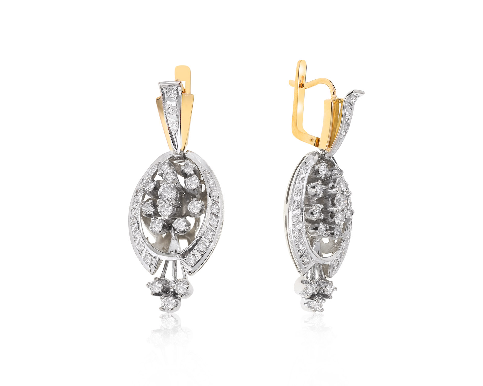 Волшебные золотые серьги с бриллиантами 1.71ct СССР 120522/4