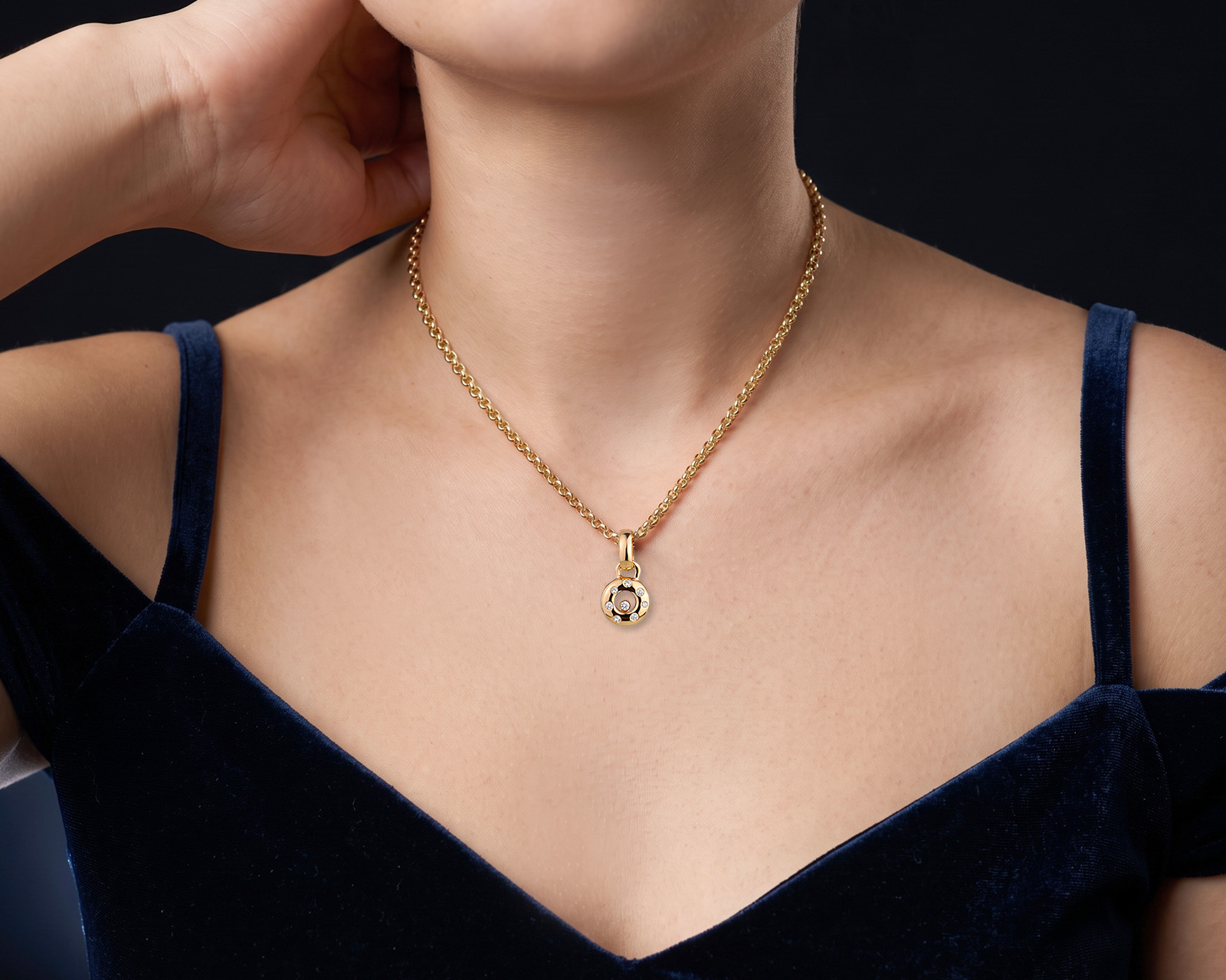Оригинальный золотой кулон с бриллиантами 0.17ct Chopard Happy Diamonds