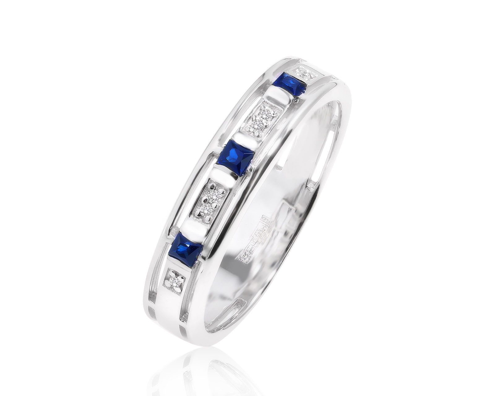 Золотое кольцо с сапфирами 0.18ct и бриллиантами 0.03ct 071024/10