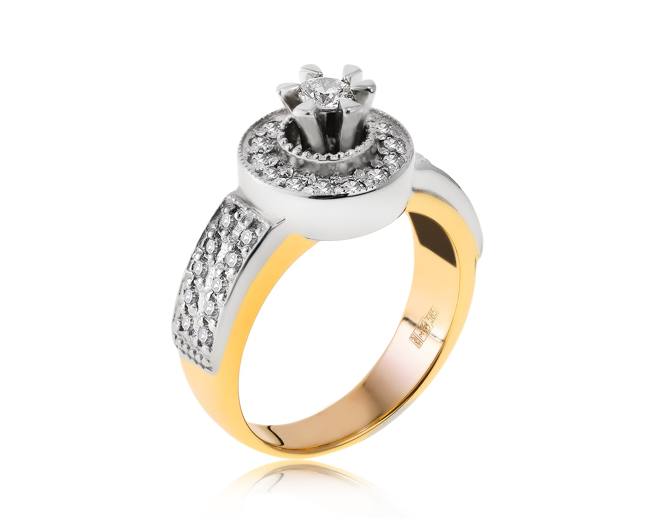 Прелестное золотое кольцо с бриллиантами 0.55ct