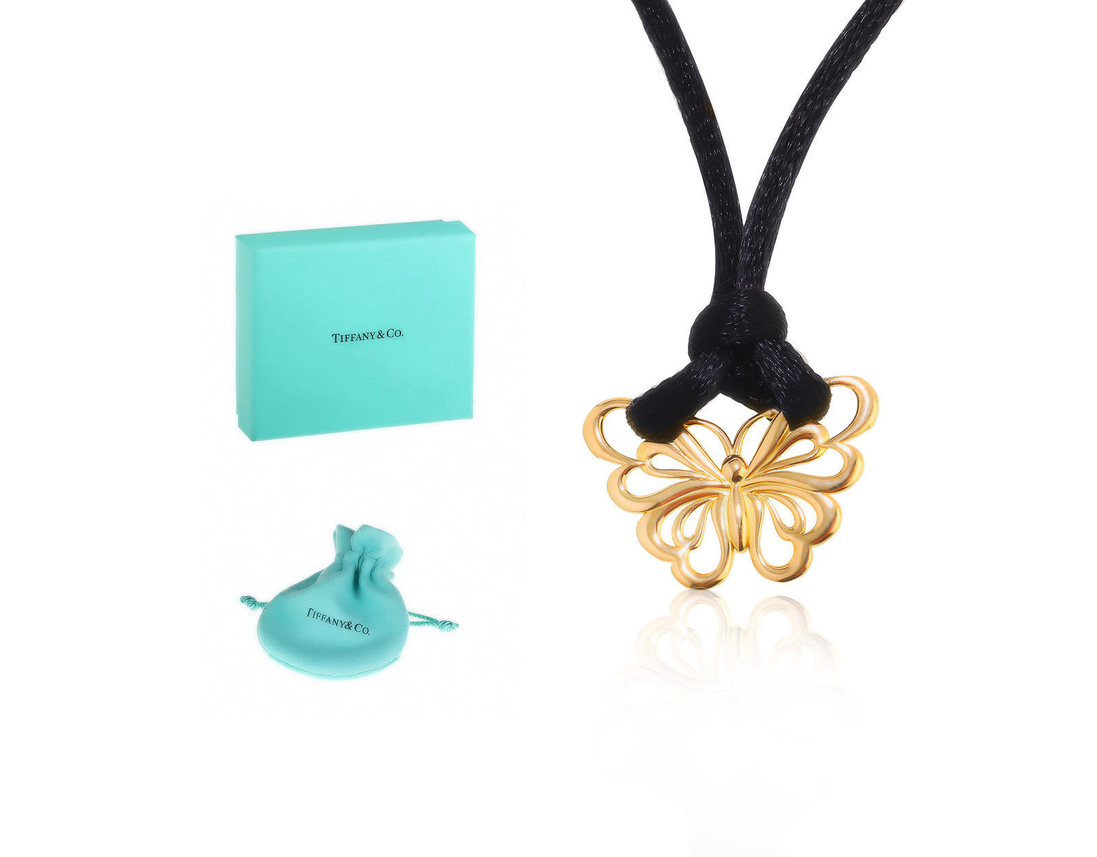Оригинальный золотой кулон Tiffany&Co Butterfly