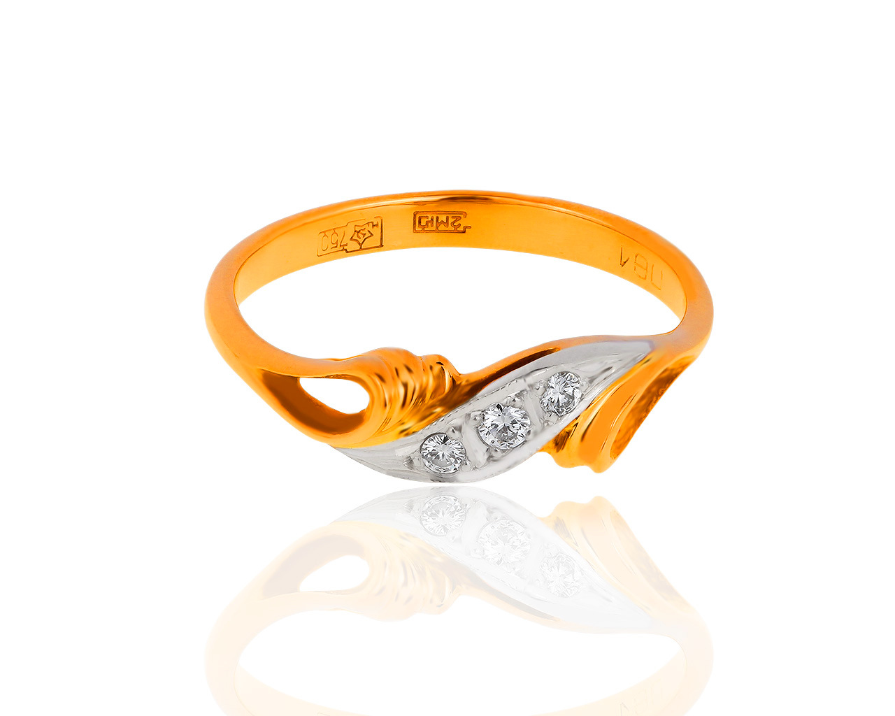 Классическое золотое кольцо с бриллиантами 0.07ct 070318/12 Классическое золотое кольцо с бриллиантами 0.07ct 070318/12