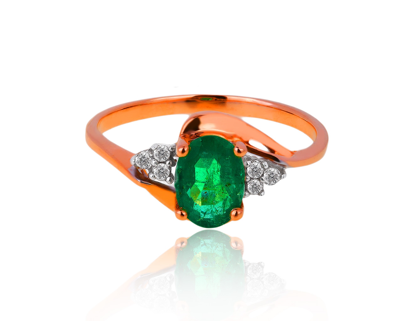 Золотое кольцо с бриллиантами 0.05ct и изумрудом 0.58ct 100519/13 Золотое кольцо с бриллиантами 0.05ct и изумрудом 0.58ct 100519/13