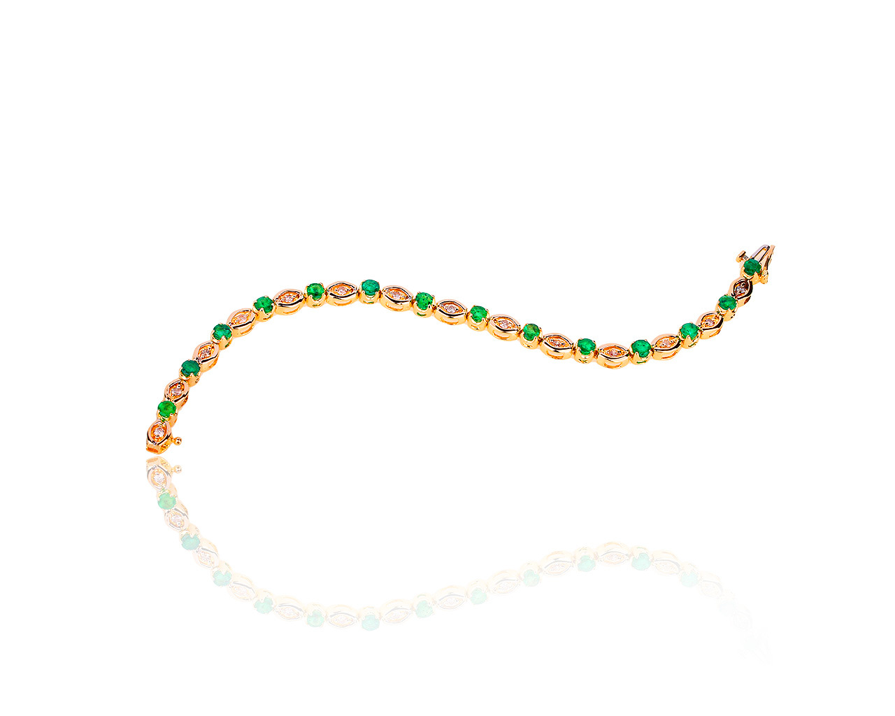 Королевский золотой браслет с изумрудами 2.50ct и бриллиантами 0.56ct 060519/20