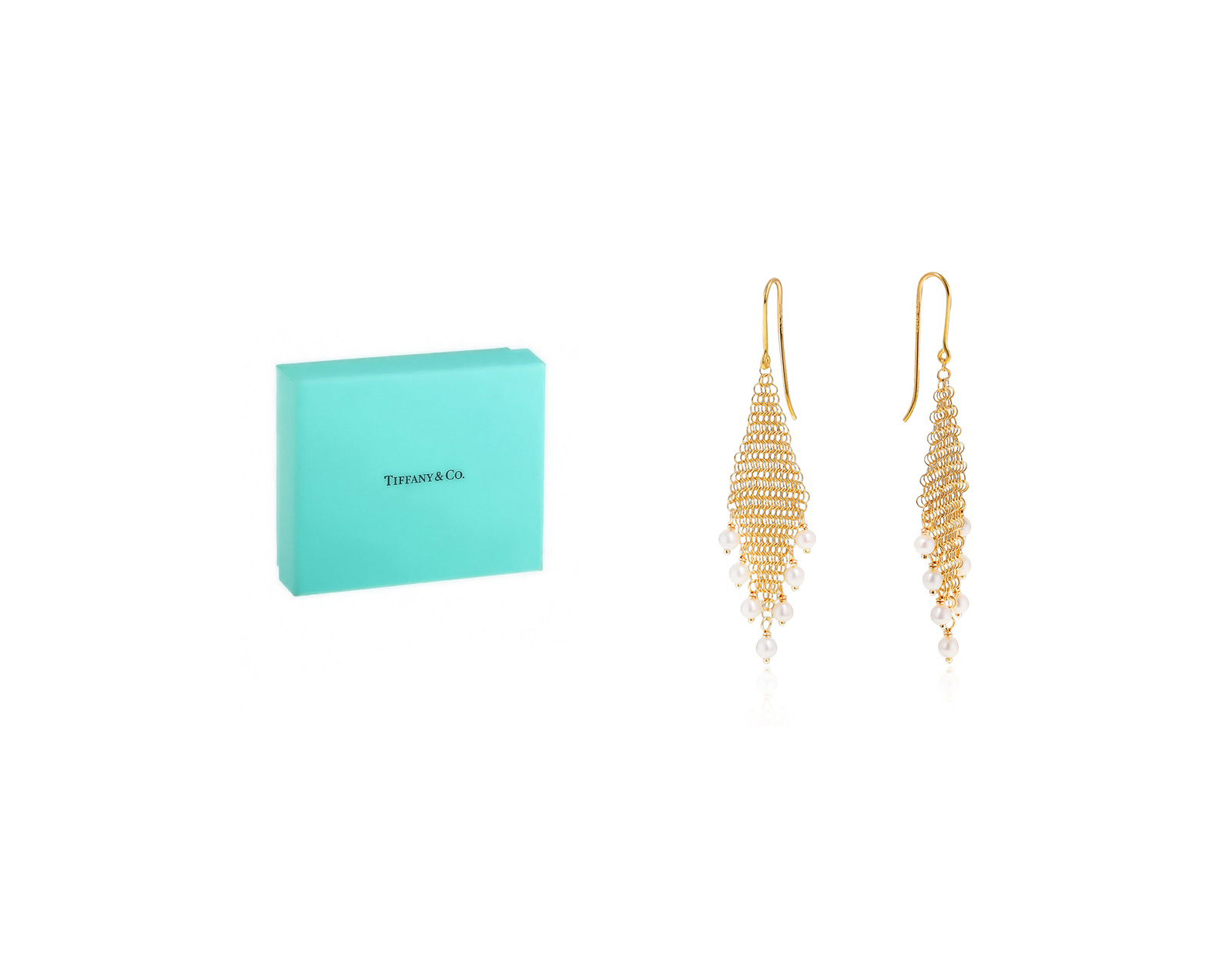Оригинальные золотые серьги Tiffany&Co Elsa Peretti Mesh
