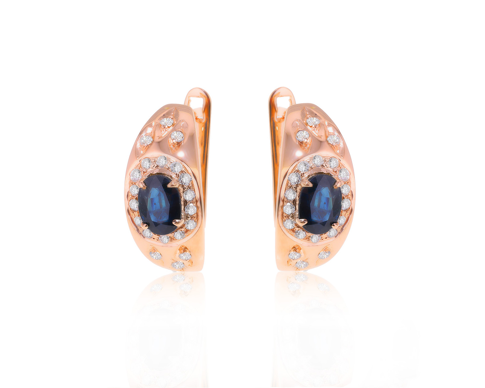 Золотые серьги с сапфирами 1.76ct и бриллиантами 0.48ct 040624/8 Золотые серьги с сапфирами 1.76ct и бриллиантами 0.48ct 040624/8