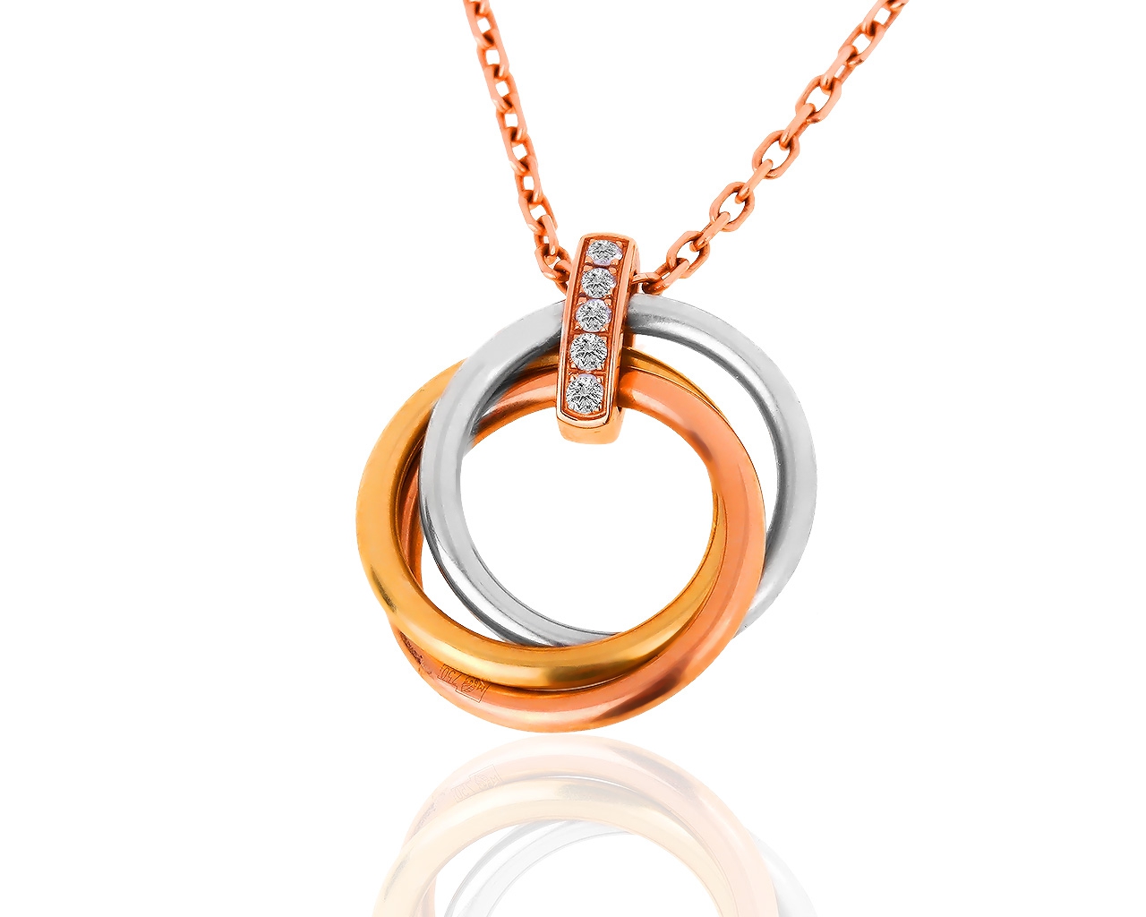 Модная золотая подвеска с бриллиантами Trinity De Cartier 290119/6