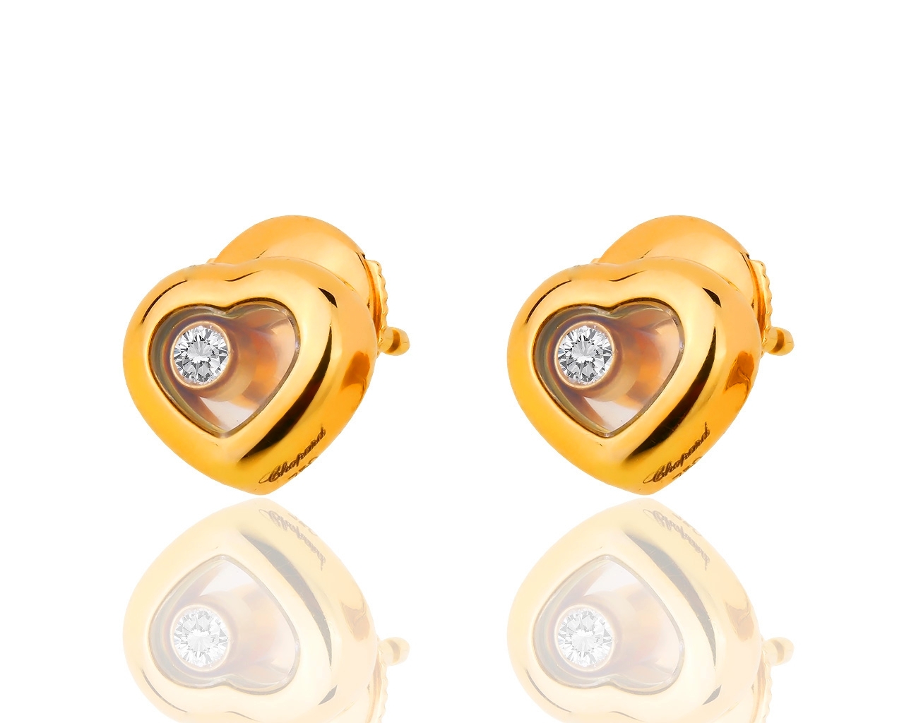 Золотые серьги с бриллиантами 0.11ct Chopard Happy Diamonds