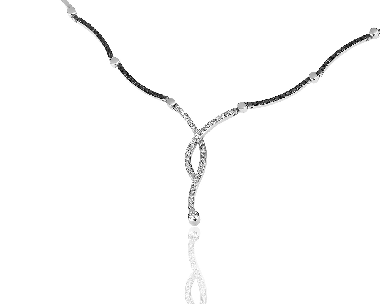 Золотое колье с черными и белыми бриллиантами 0.95ct 240219/3