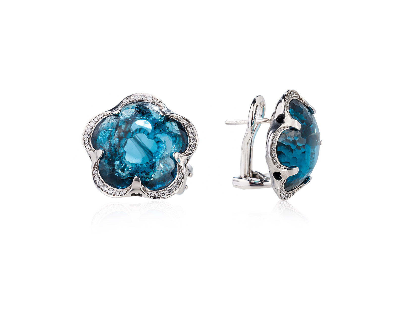 Золотые серьги с топазами 28.80ct и бриллиантами 0.35ct
