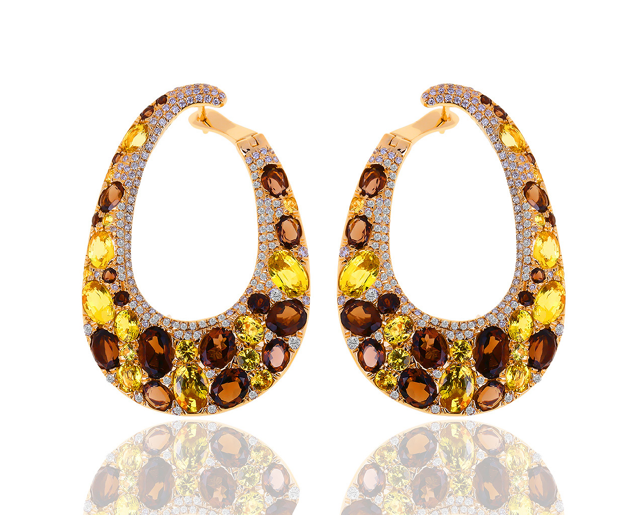 Нарядные золотые серьги с бриллиантами 1.56ct 180119/2