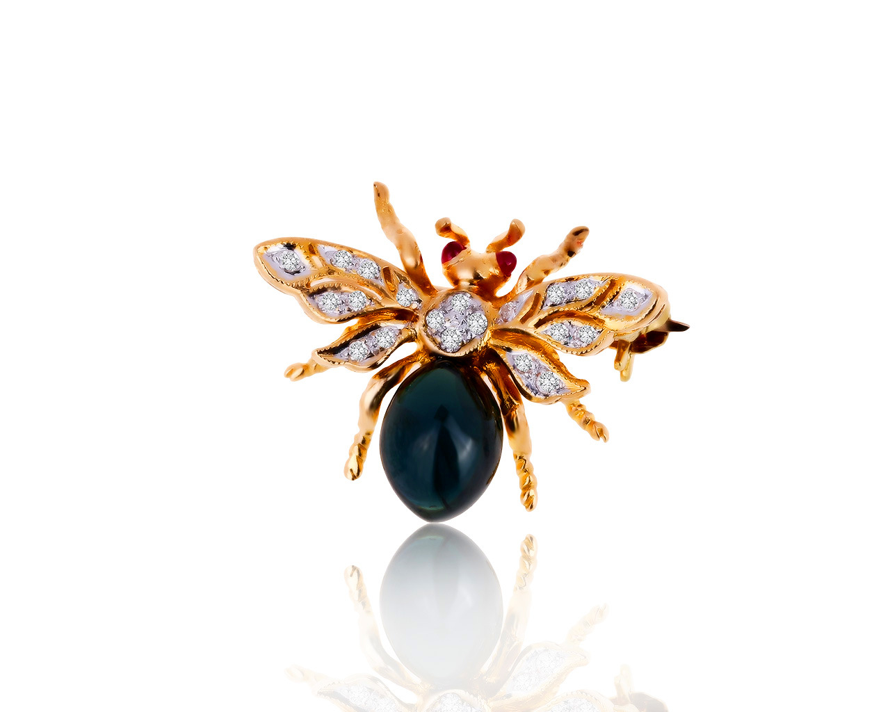 Прекрасная золотая брошь с сапфиром 1.16ct 241019/11