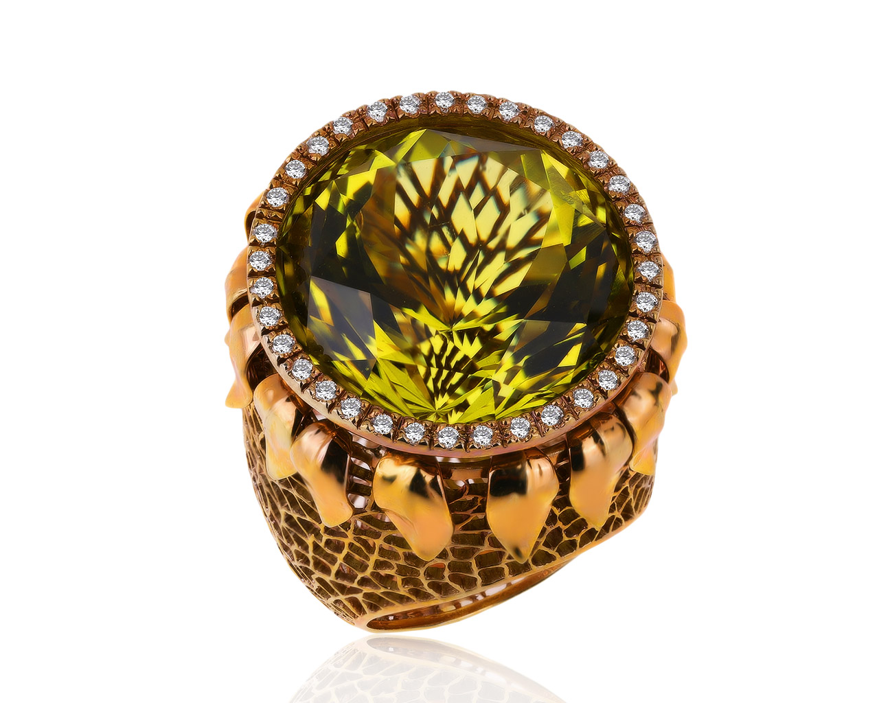 Очаровательное золотое кольцо с цитрином 35.38ct