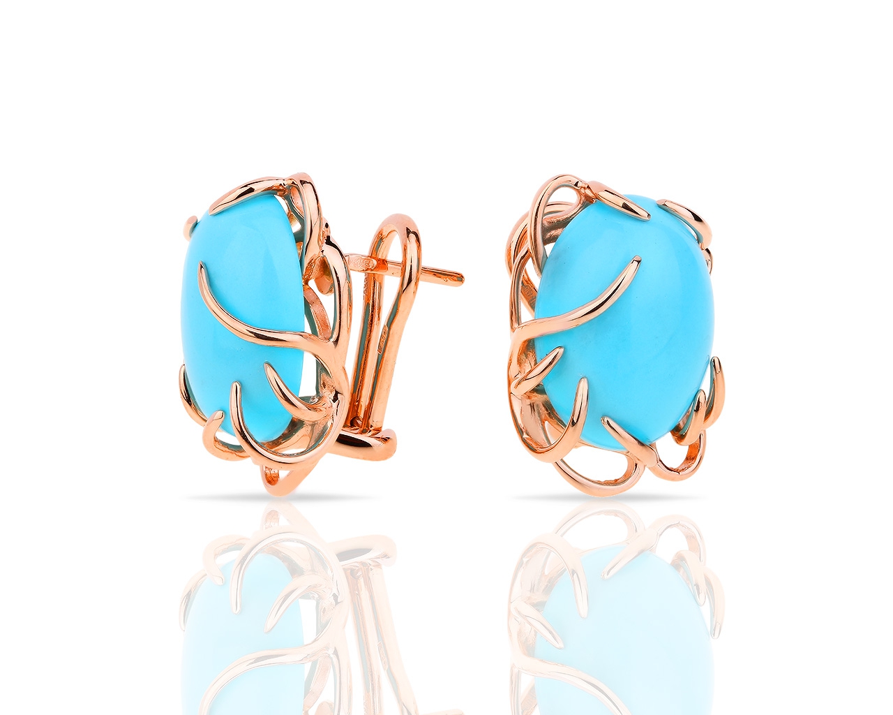Элегантные золотые серьги с бирюзой 030318/7