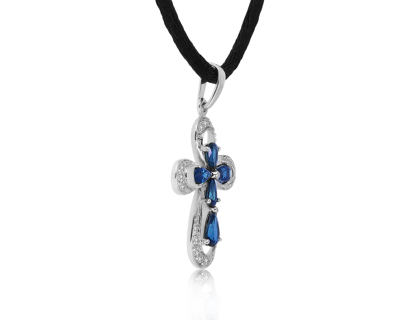 Красивый золотой кулон с сапфирами 1.48ct