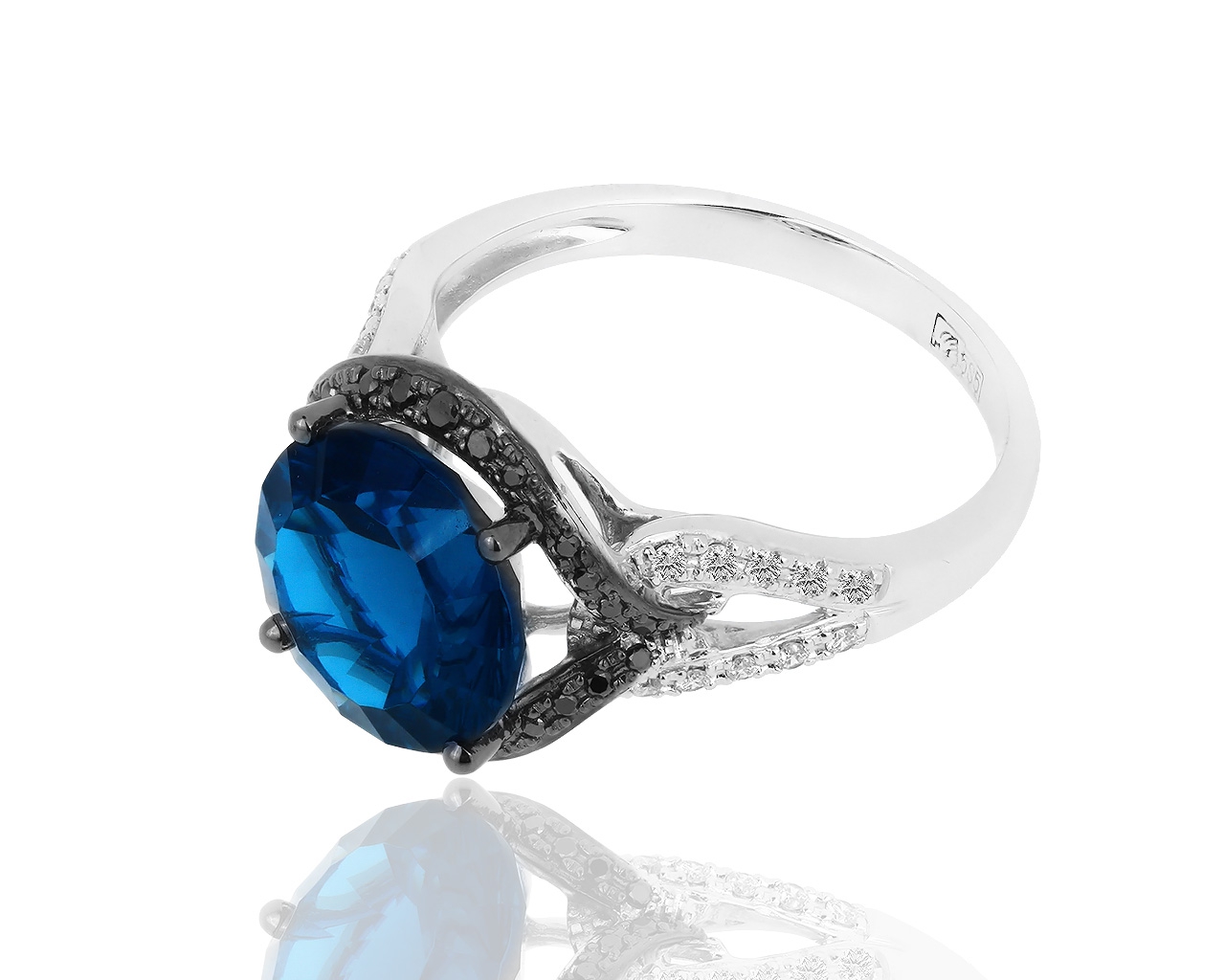 Интересное золотое кольцо с топазом и бриллиантами 0.22ct 160119/10