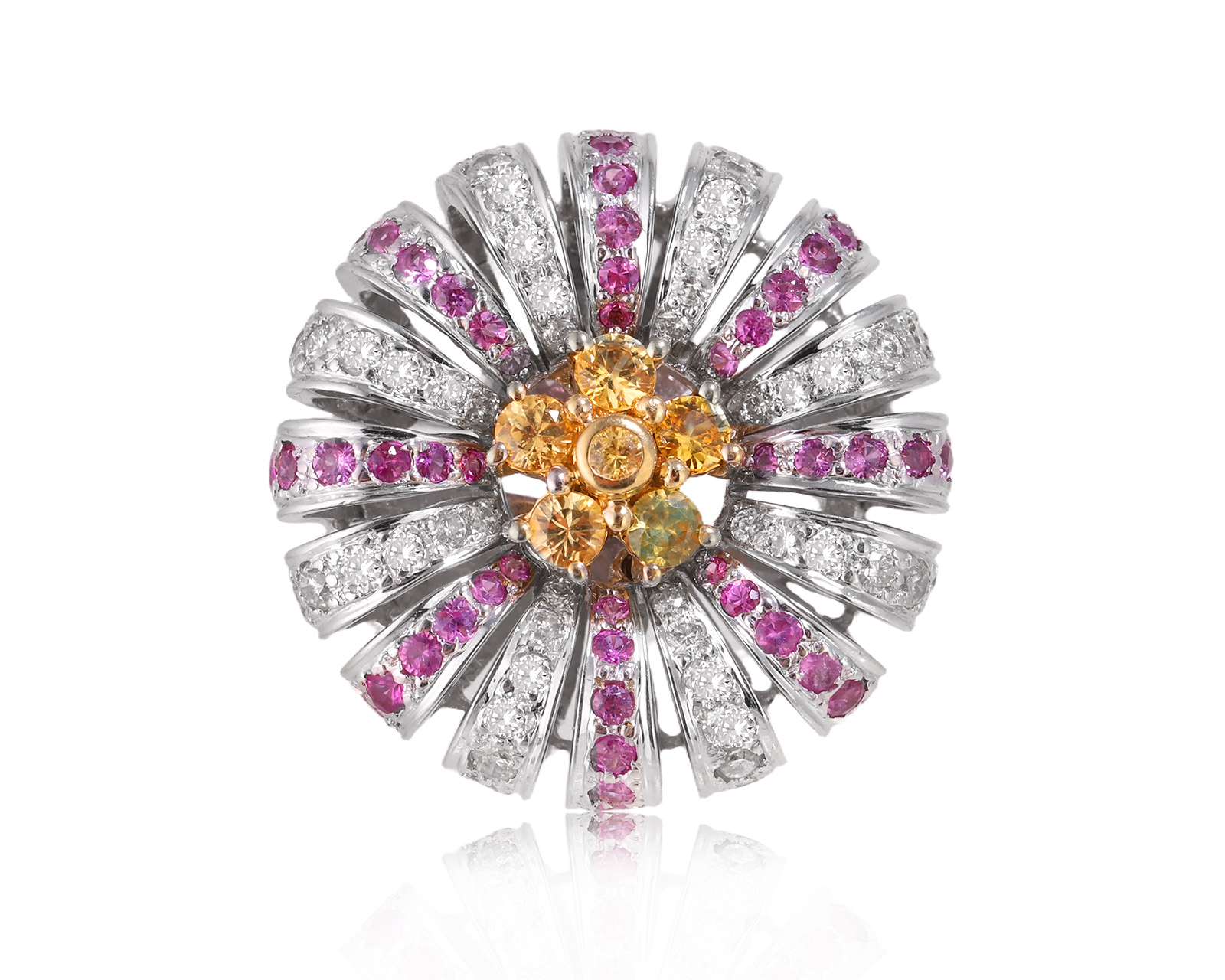 Золотое кольцо с цветными сапфирами 0.70ct