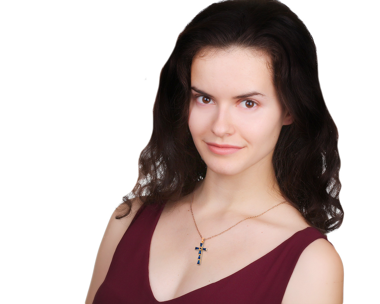 Безупречный золотой кулон с сапфирами 1.26ct