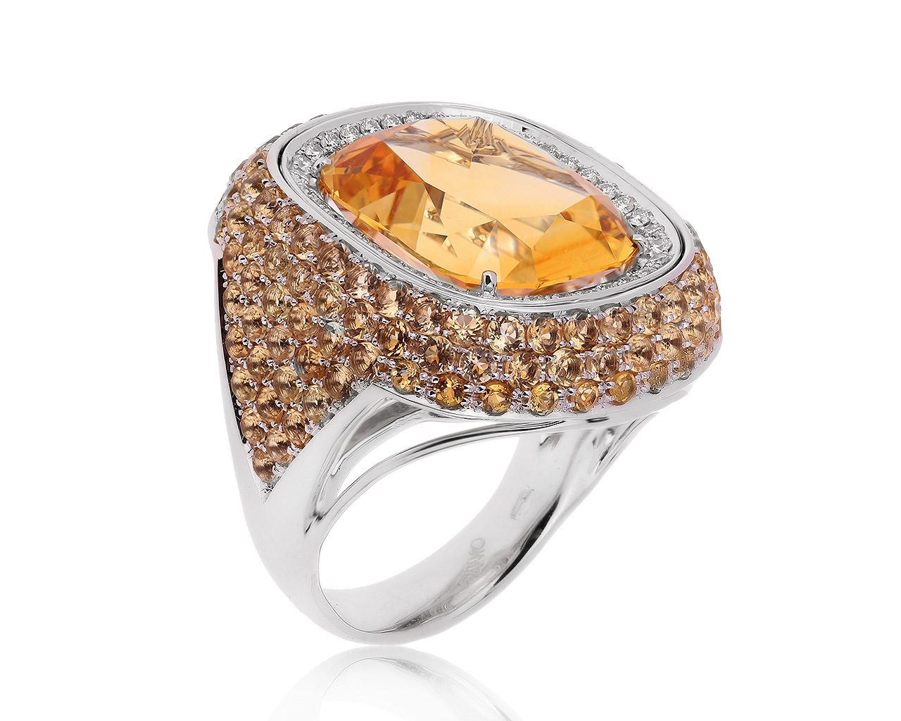 Богатое золотое кольцо с цитринами 13.20ct 050320/4