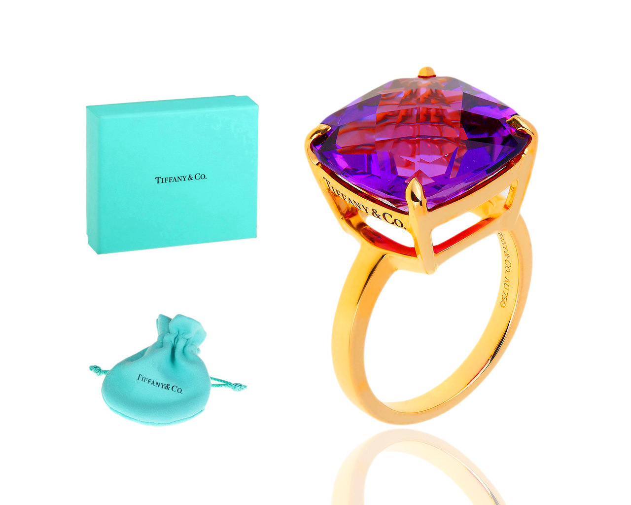 Чудесное золотое кольцо с аметистом Tiffany&Co Sparklers