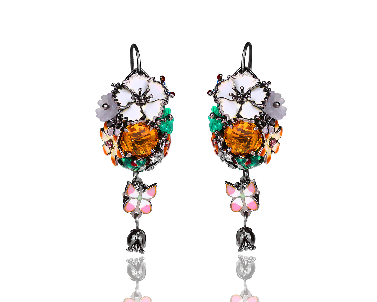 Яркие золотые серьги с эмалями Roberto Bravo 230718/4