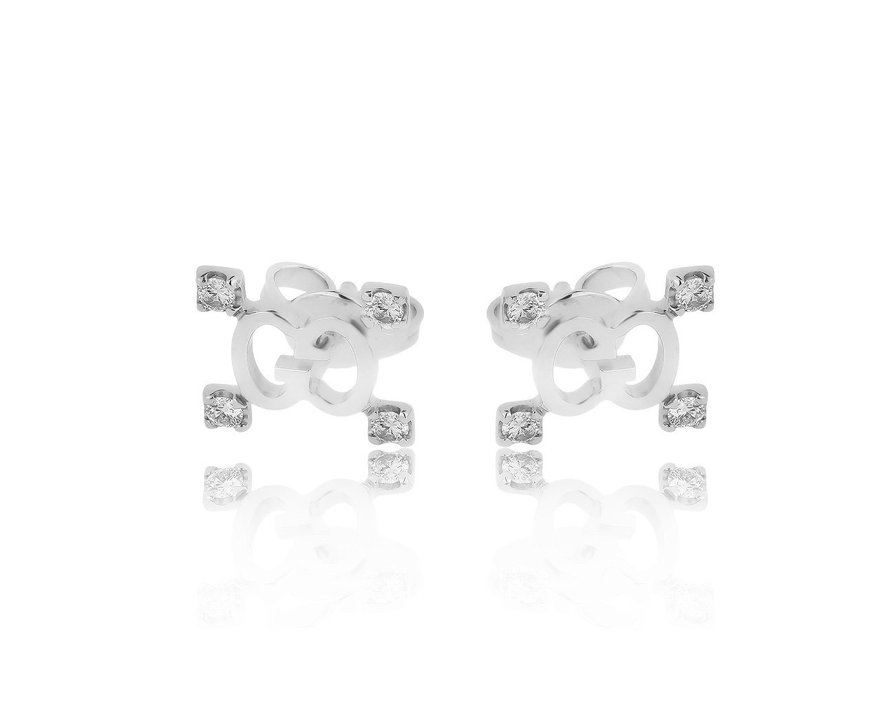 Оригинальные золотые серьги с бриллиантами 0.15ct Gucci 300919/1