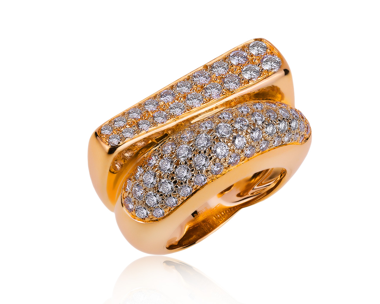 Оригинальное золотое кольцо с бриллиантами 1.90ct Fred