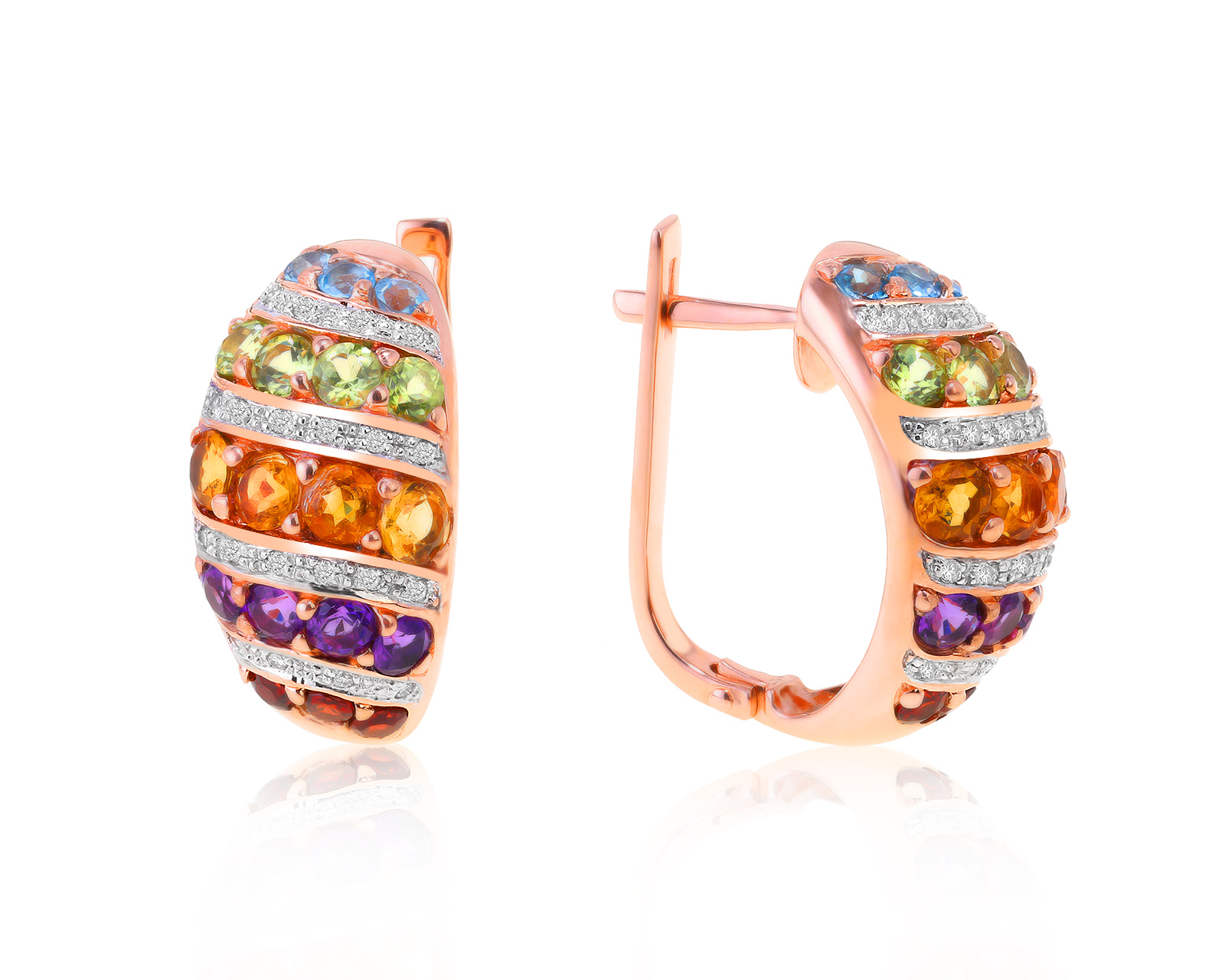 Коктейльные золотые серьги с цветными камнями 3.09ct 120421/6