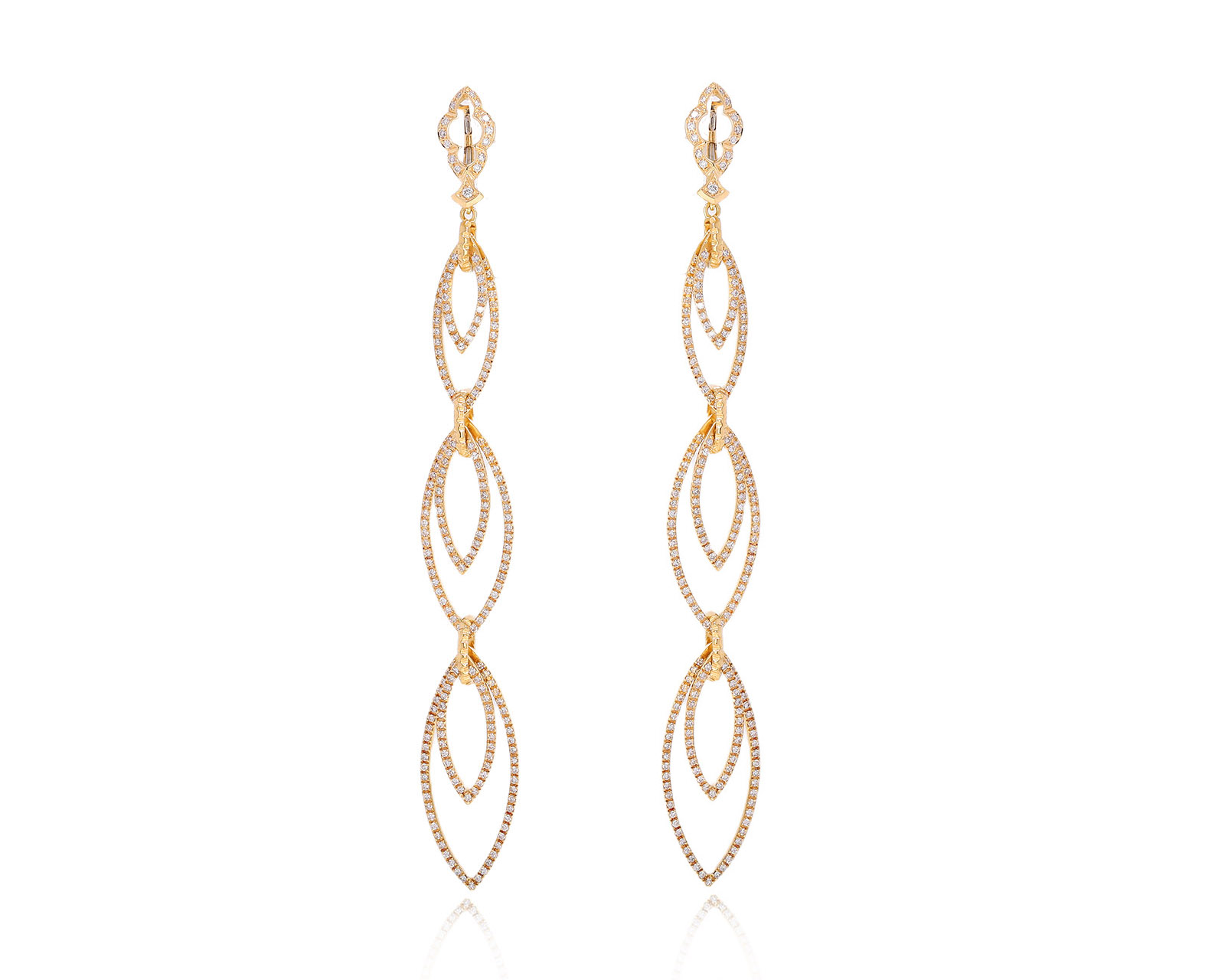 Оригинальные золотые серьги с бриллиантами 2.18ct Loree Rodkin