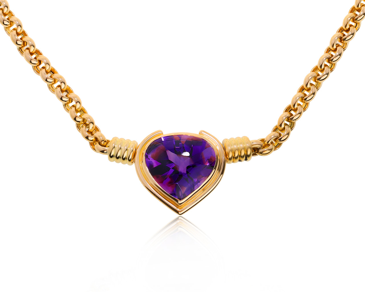 Оригинальное золотое колье с аметистом 19.23ct Adler