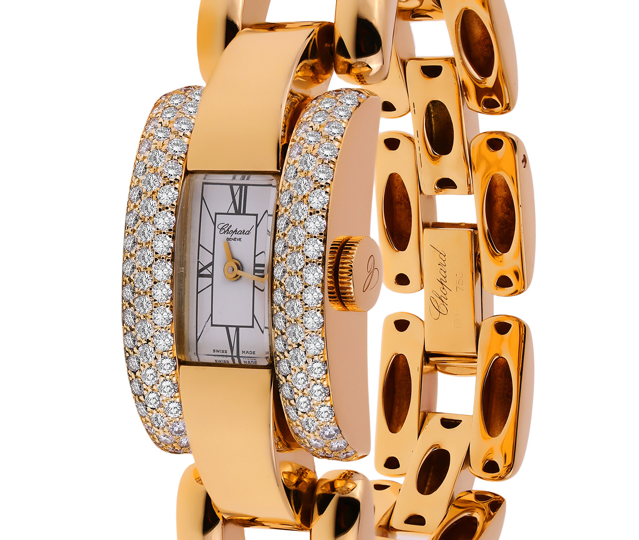 Оригинальные золотые часы с бриллиантами 1.90ct Chopard