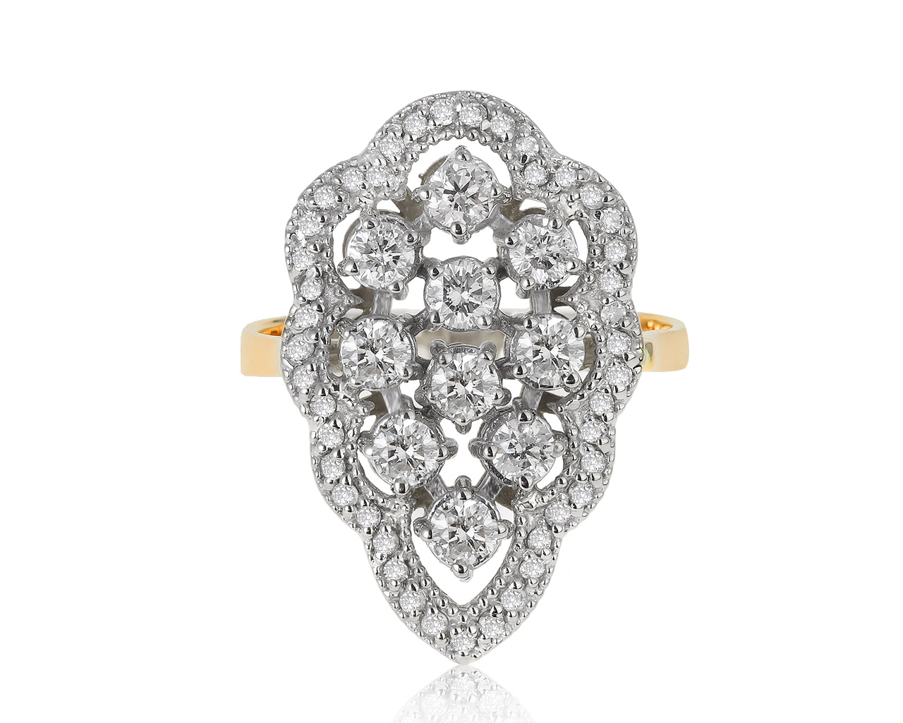 Престижное золотое кольцо с бриллиантами 1.30ct