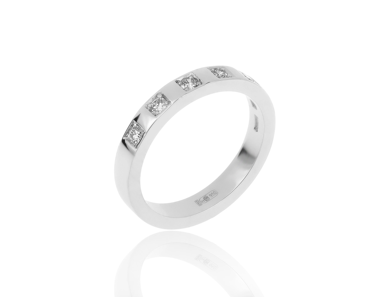 Оригинальное платиновое кольцо с бриллиантами 0.15ct Bvlgari