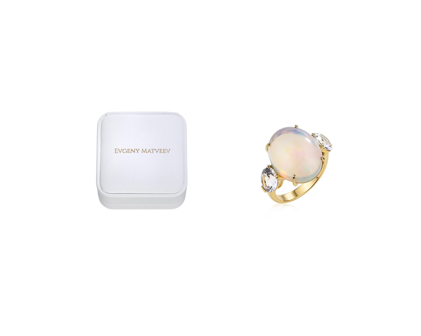Золотое кольцо с опалом 8.20ct и данбуритами 2.30ct Evgeny Matveev