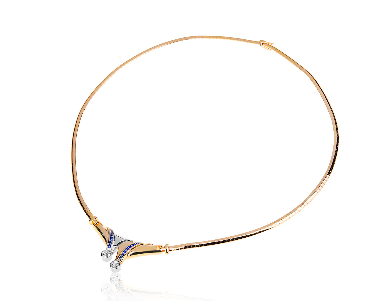 Нарядное золотое колье с сапфирами 0.64ct