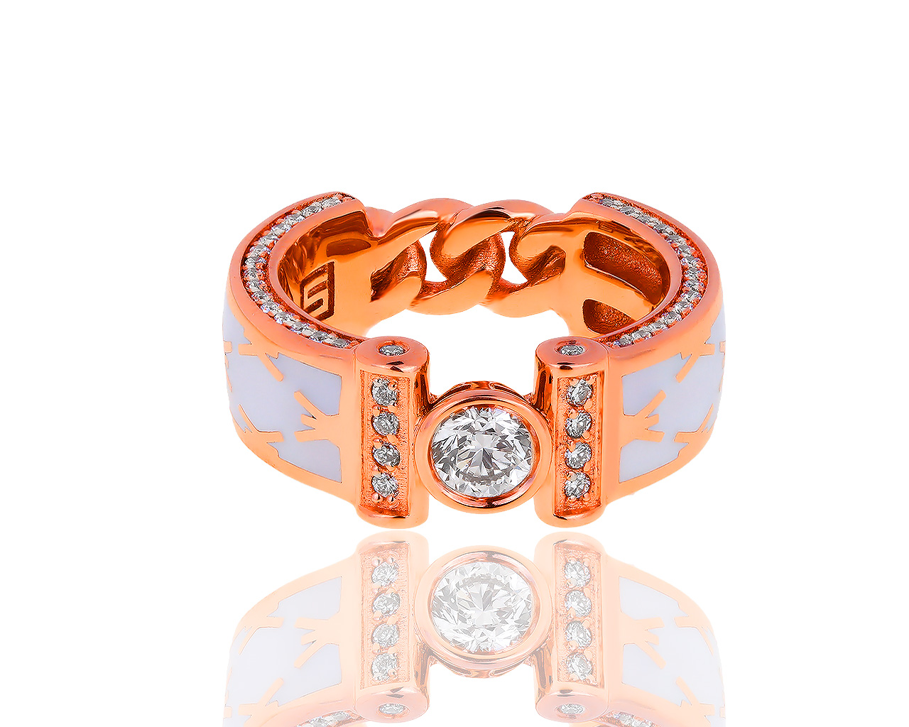 Прелестное золотое кольцо с эмалью и бриллиантами 0.48ct 300619/2