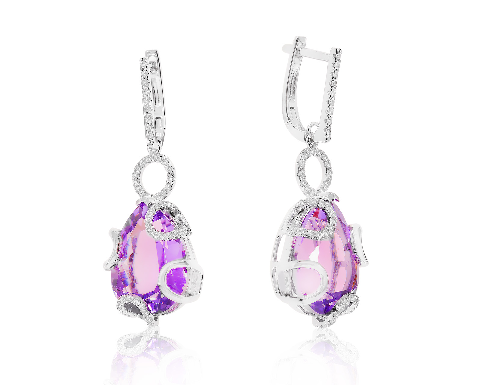 Золотые серьги с аметистами 14.40ct и бриллиантами 0.39ct 190224/14