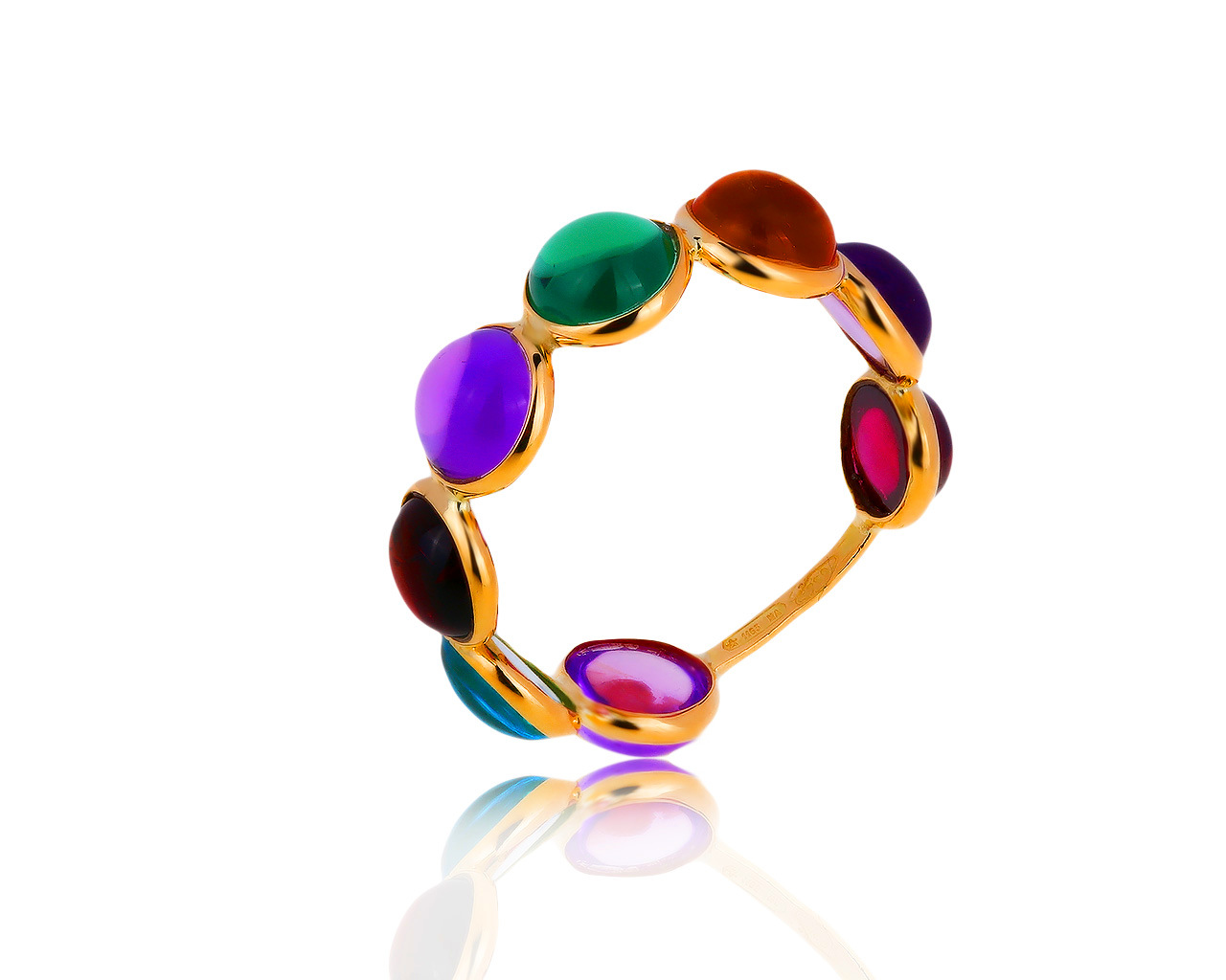 Оригинальное золотое кольцо с цветными камнями Roberto Bravo 170419/1