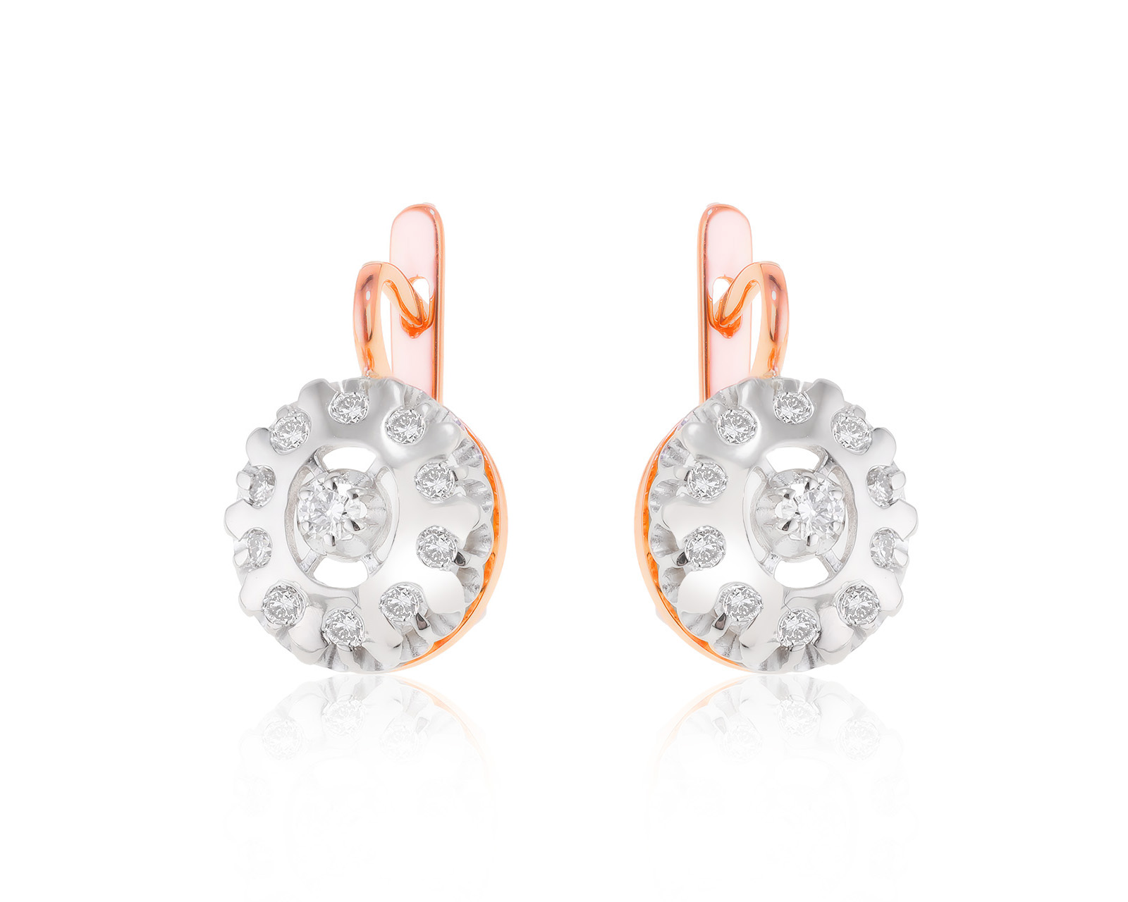 Волшебные золотые серьги с бриллиантами 0.69ct