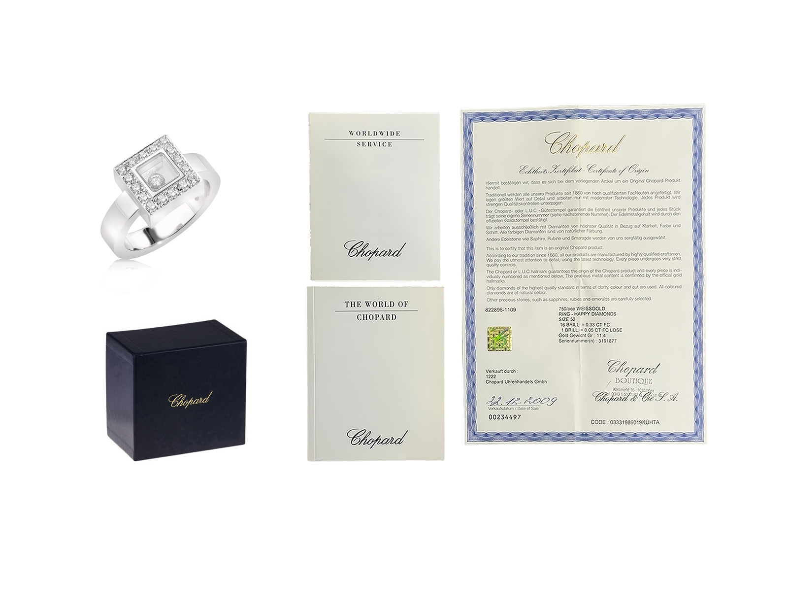 Оригинальное золотое кольцо Chopard Happy Diamonds