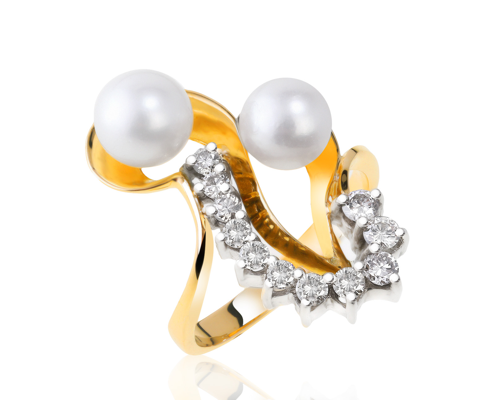 Винтажное золотое кольцо с жемчугом 7.30 мм СССР 250217/1