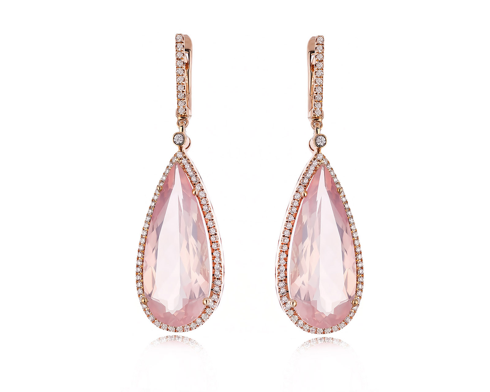 Золотые серьги с кварцем 11.43ct и бриллиантами 0.42ct 280726/2