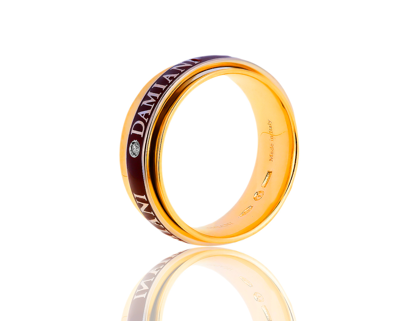 Стильное золотое кольцо с бриллиантом 0.01ct Damiani Twister