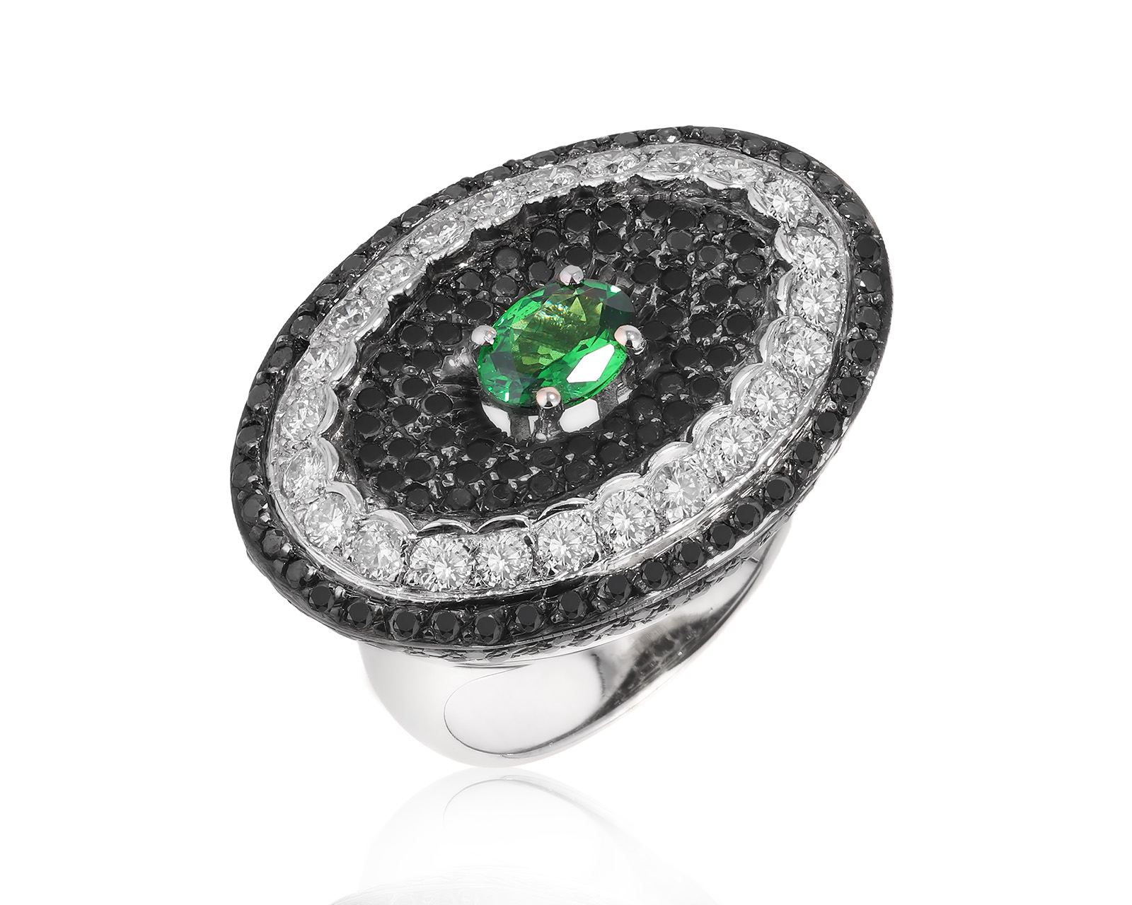 Золотое кольцо с тсаворитом 0.80ct и бриллиантами 2.39ct 191224/1 Золотое кольцо с тсаворитом 0.80ct и бриллиантами 2.39ct 191224/1