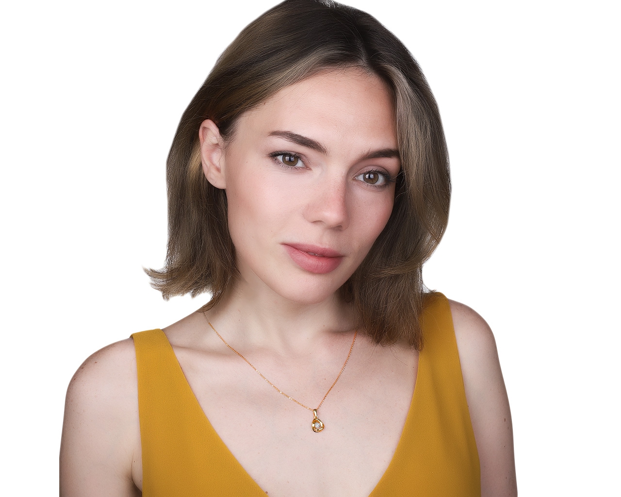 Притягательный золотой кулон с бриллиантом 0.15ct